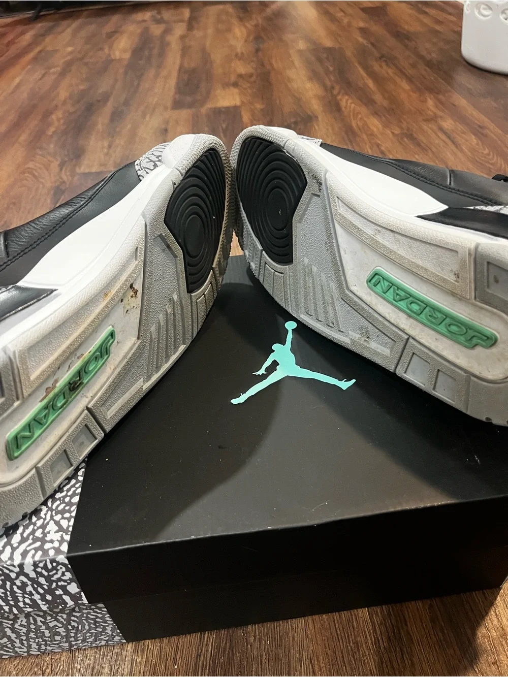 Jordan Black, Gray & Mint Green Retro Basketball Sneakers